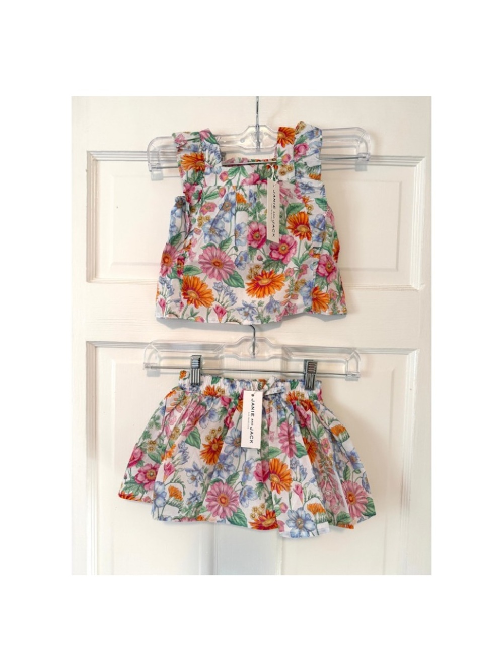 Janie and Jack Floral Ruffle Top & Matching Skort New With Tags Cotton 12-18 Mo